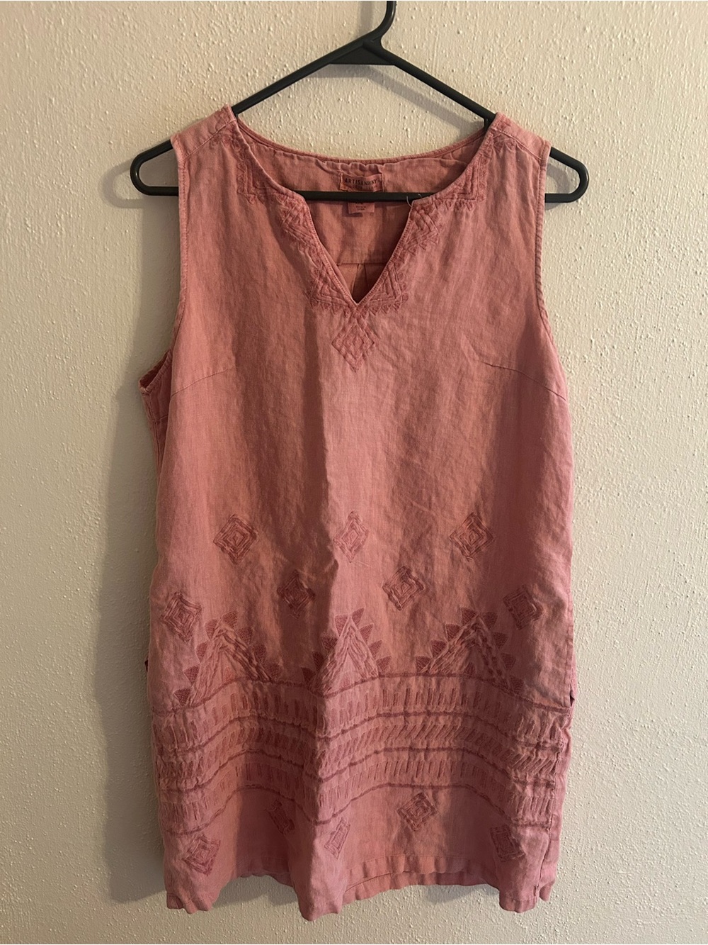 Artisan Ny Embroidered Dusty Rose Sleeveless Tunic